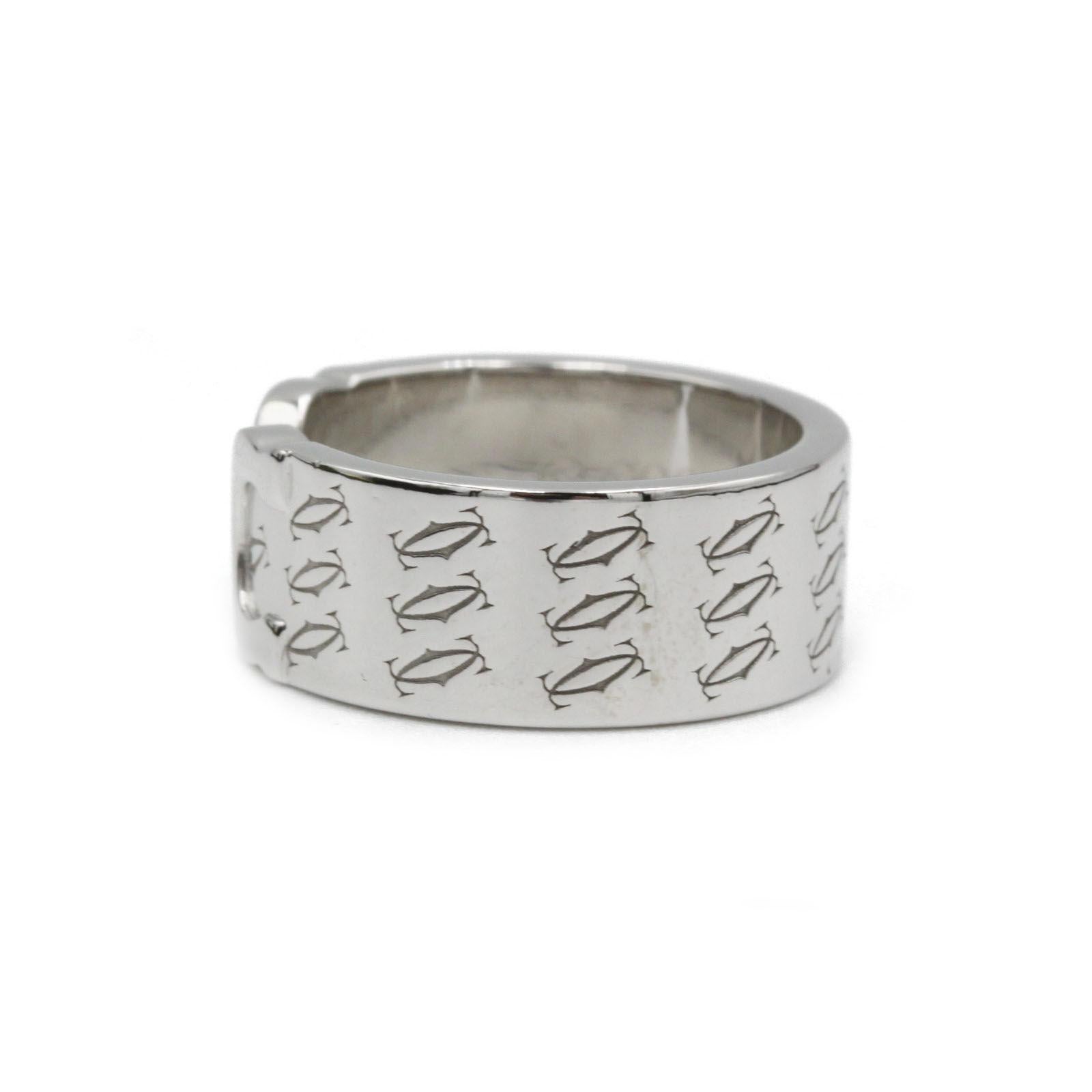 Cartier Double C 18K White Gold Statement Ring, Size US 6¼ For Sale 1