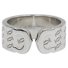 Cartier Double C 18K White Gold Statement Ring, Size US 6¼