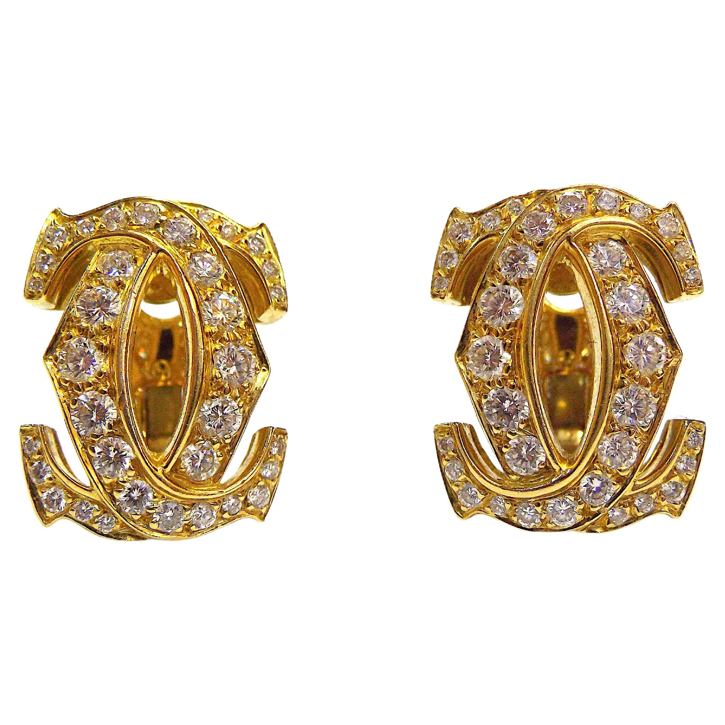 Diamond Half Hoop C Stud Earrings in 18k White Gold | Everyday Jewelry