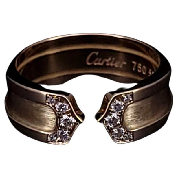 Cartier Double C 18k Gelbgold Diamantring mit Diamanten