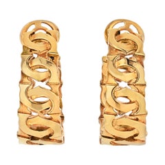 Cartier Double C 18k Yellow Gold Double C Motif Hoop Earrings