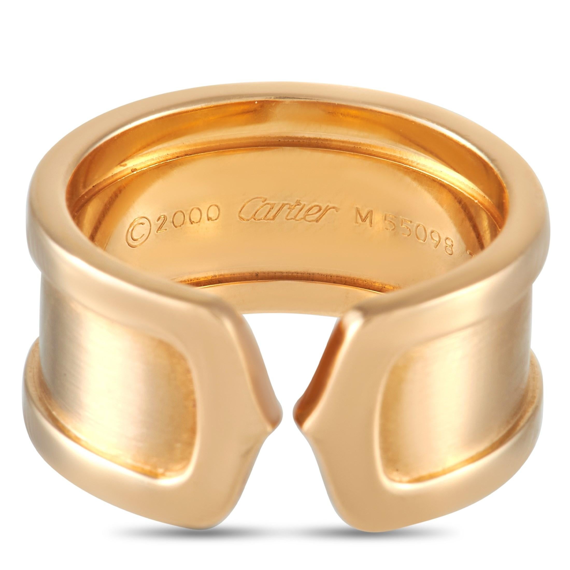 Cartier Double C 18K Yellow Gold Wide Band Ring In Excellent Condition In Southampton, PA