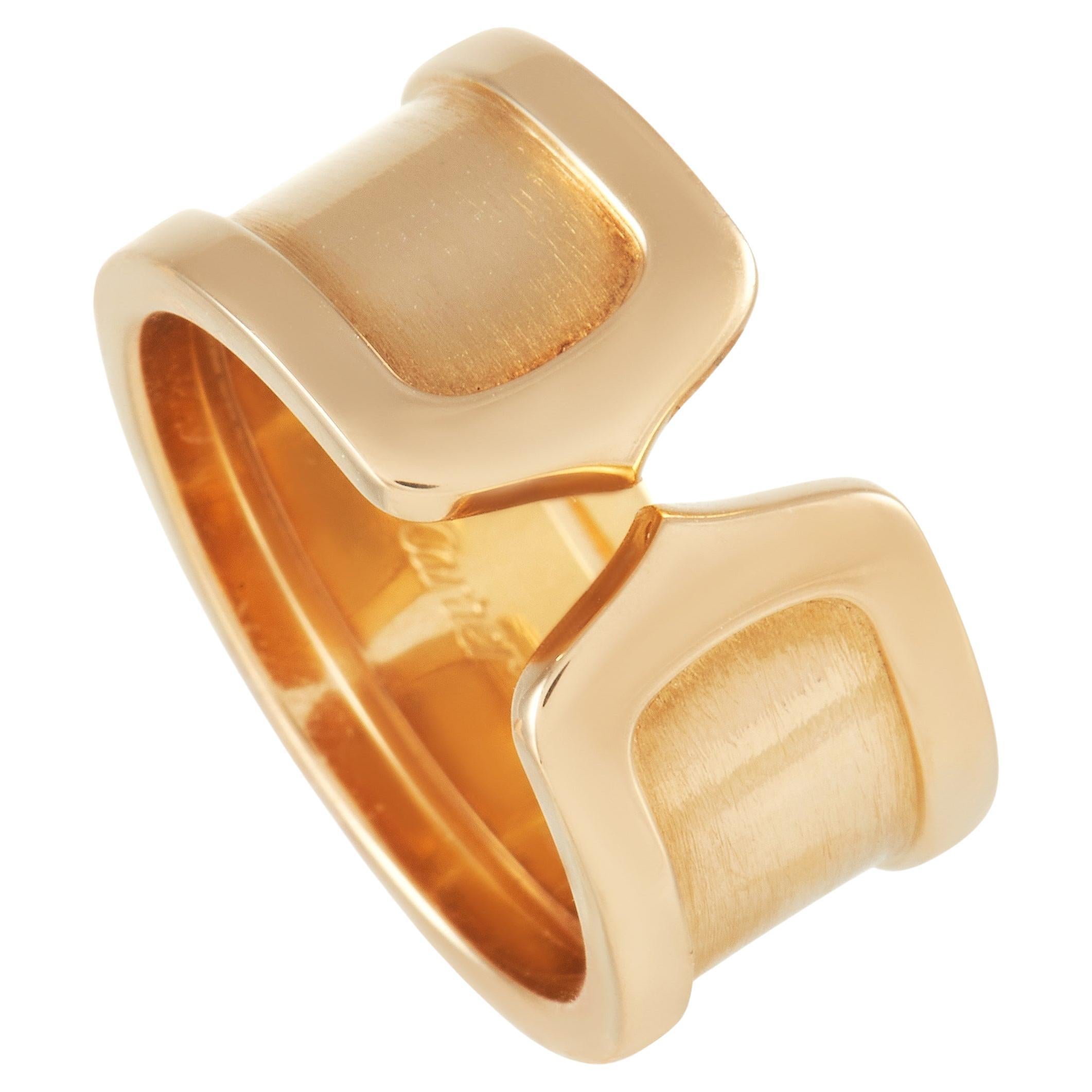 Elizabeth Gage Diamond Wide Gold Band Ring at 1stDibs
