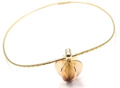 Cartier Double C Apple Heart Yellow Gold Pendant Chain Necklace
