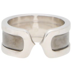 Cartier Double C-Band Ring Set in 18 Karat White Gold and Black Rhodium