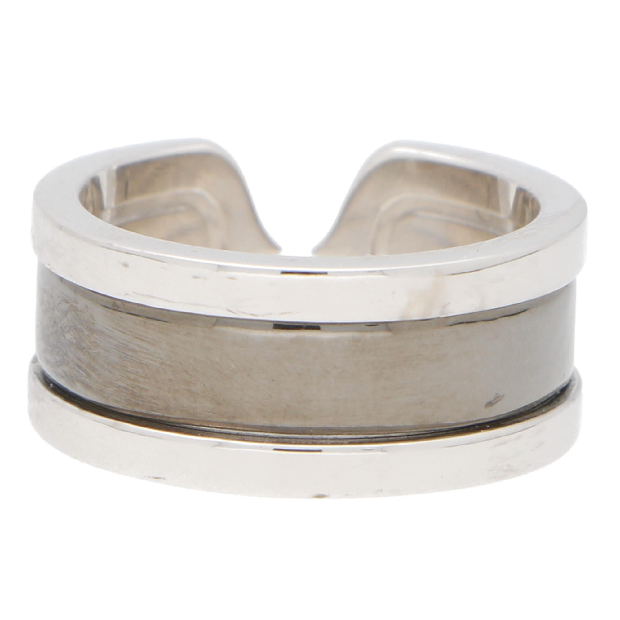 Cartier Double C-Band Ring Set in 18 Karat White Gold and Black Rhodium In Good Condition In London, GB
