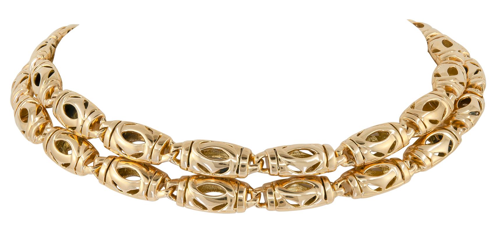 CARTIER Double “C” Bracelet/Necklace

An 18k yellow gold double “C” bracelet/necklace signed Cartier.

Measures approx. 26.5″ in total length
Necklace only approx. 18.5″ in length
Bracelet only approx. 8″ in length
Stamped “Cartier” and numbered;