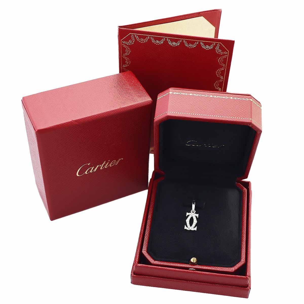 Cartier 2C Charm Diamond 18K White Gold W8.45mm x H25.47mm x D2.08mm For Sale 1
