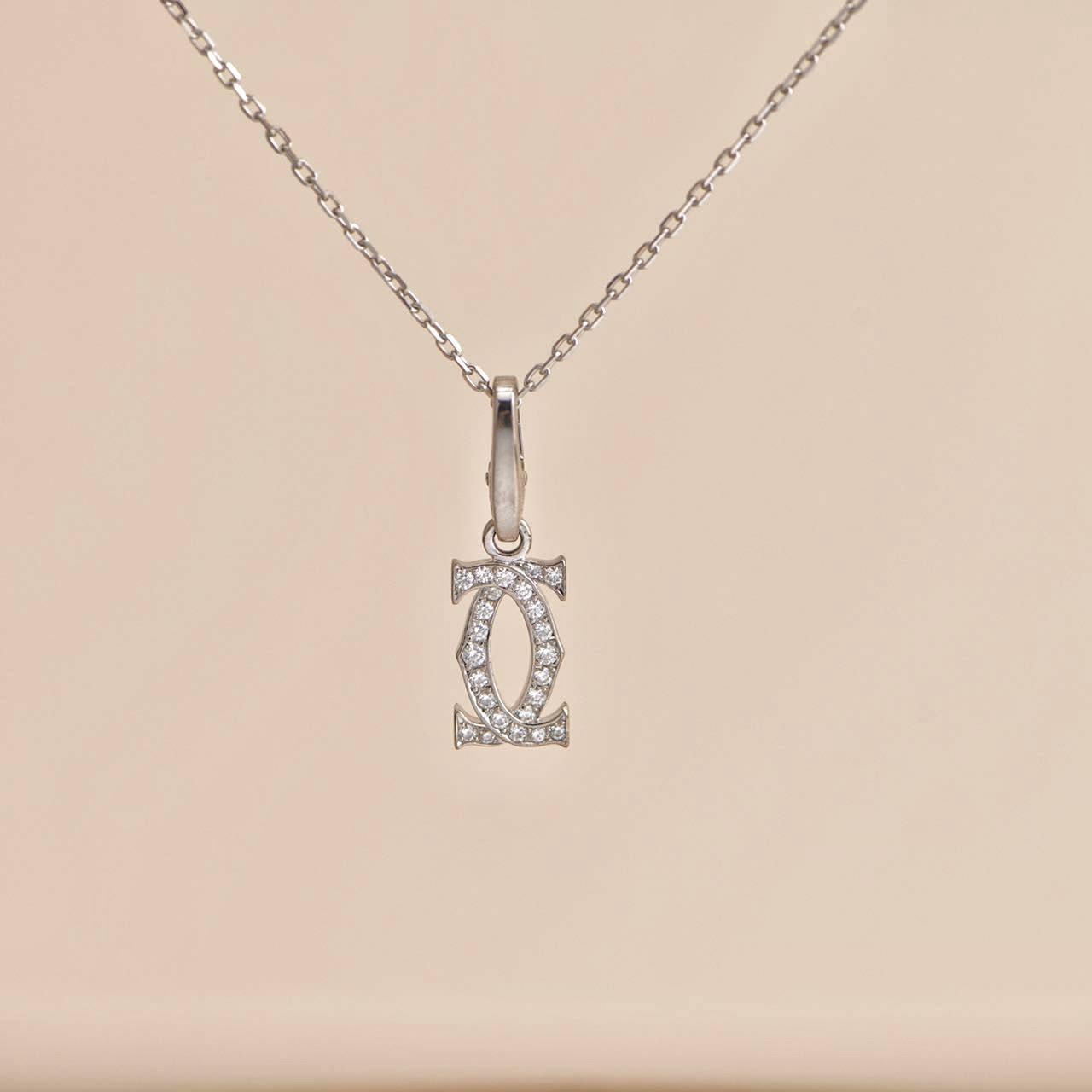 Cartier Double C Charm Diamond White Gold Necklace 3