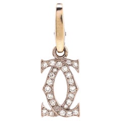 Cartier Double C Charm Pendant Pendant & Charms 18k White Gold with Diamonds