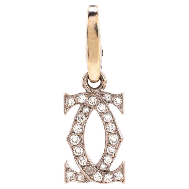 Cartier Double C Charm Pendant Pendant and Charms 18k White Gold with  Diamonds at 1stDibs
