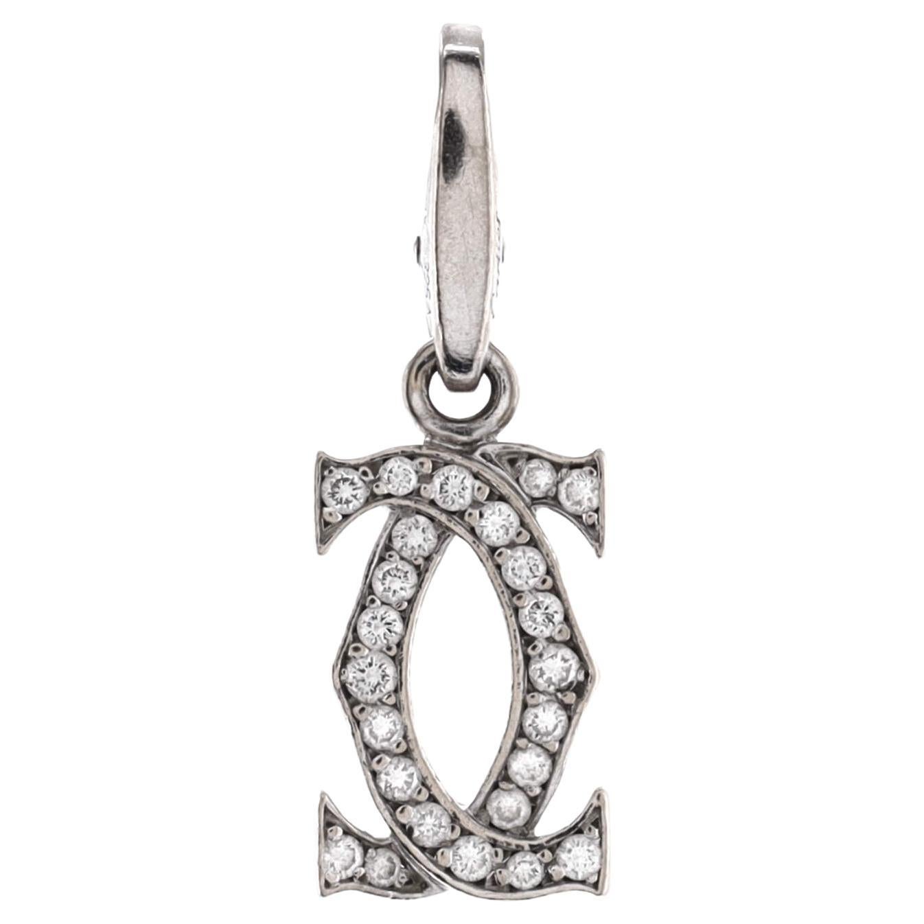 Cartier Double C Charm Pendant Pendant & Charms 18K White Gold with Diamonds
