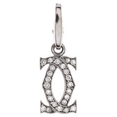 Cartier Double C Charm Pendant Pendant & Charms 18K White Gold with Diamonds