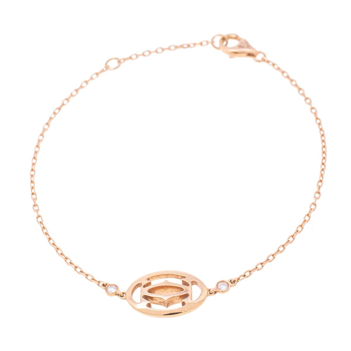 Women's Cartier Double C de Cartier Diamond & 18k Rose Gold Logo Bracelet