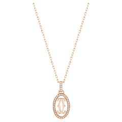 Cartier Double C De Cartier Diamant-Logo-Anhänger-Halskette aus 18 Karat Roségold mit 0,10 Karat Gesamtgewicht