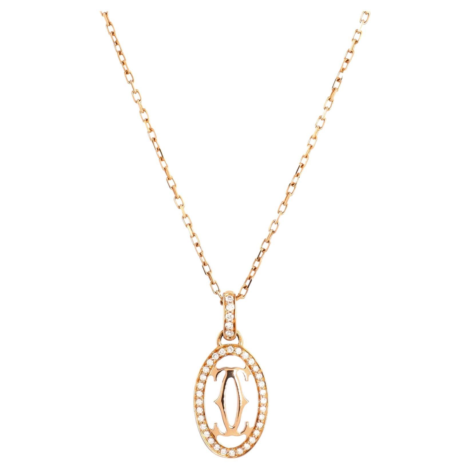 Cartier Double C De Cartier Pendant Necklace 18k Rose Gold and