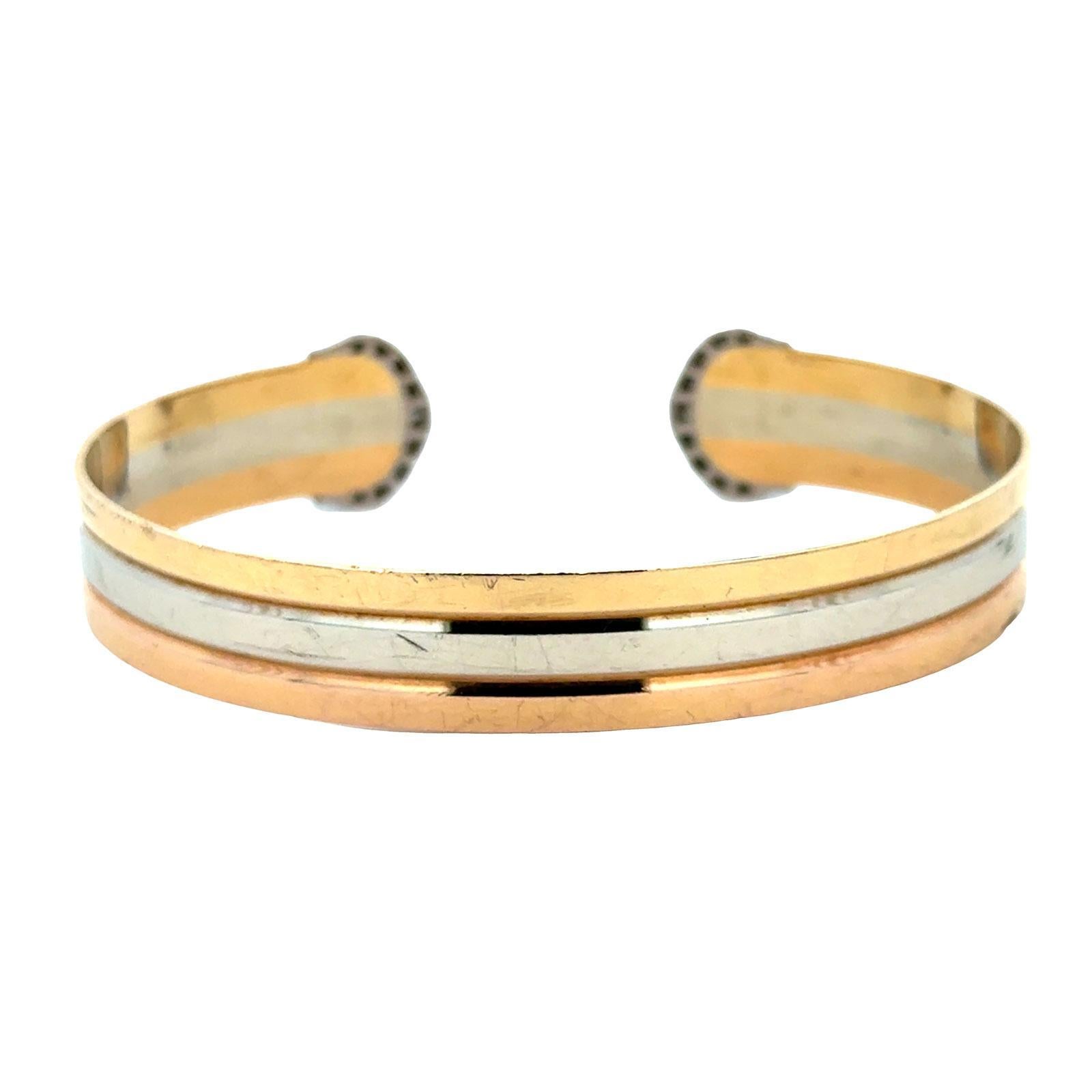 Cartier Double C Diamond 18 Karat Dreifarbgold Armspange Vintage Bracelet Damen im Angebot