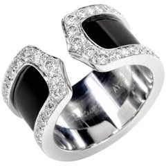 Cartier "Doppel-C" Diamant und 18 Karat Weißgold offener Ring