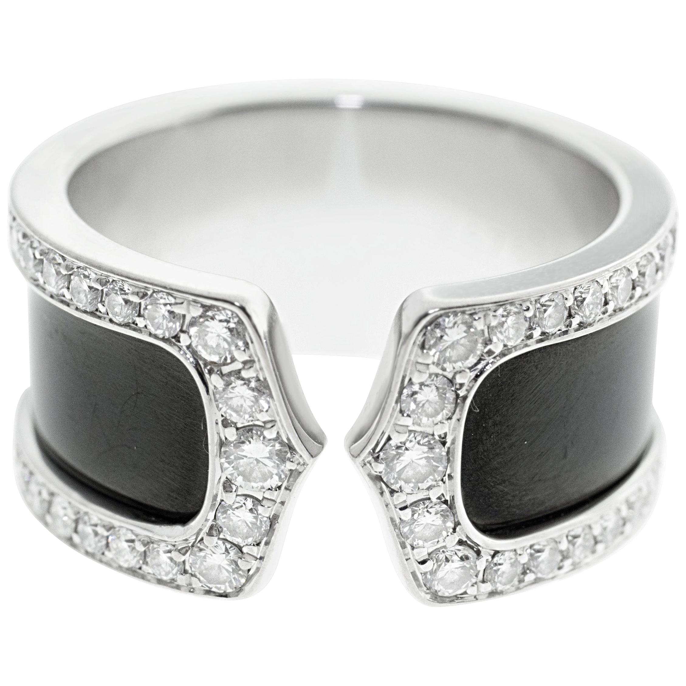 Cartier Double C Diamond and Enamel Ring