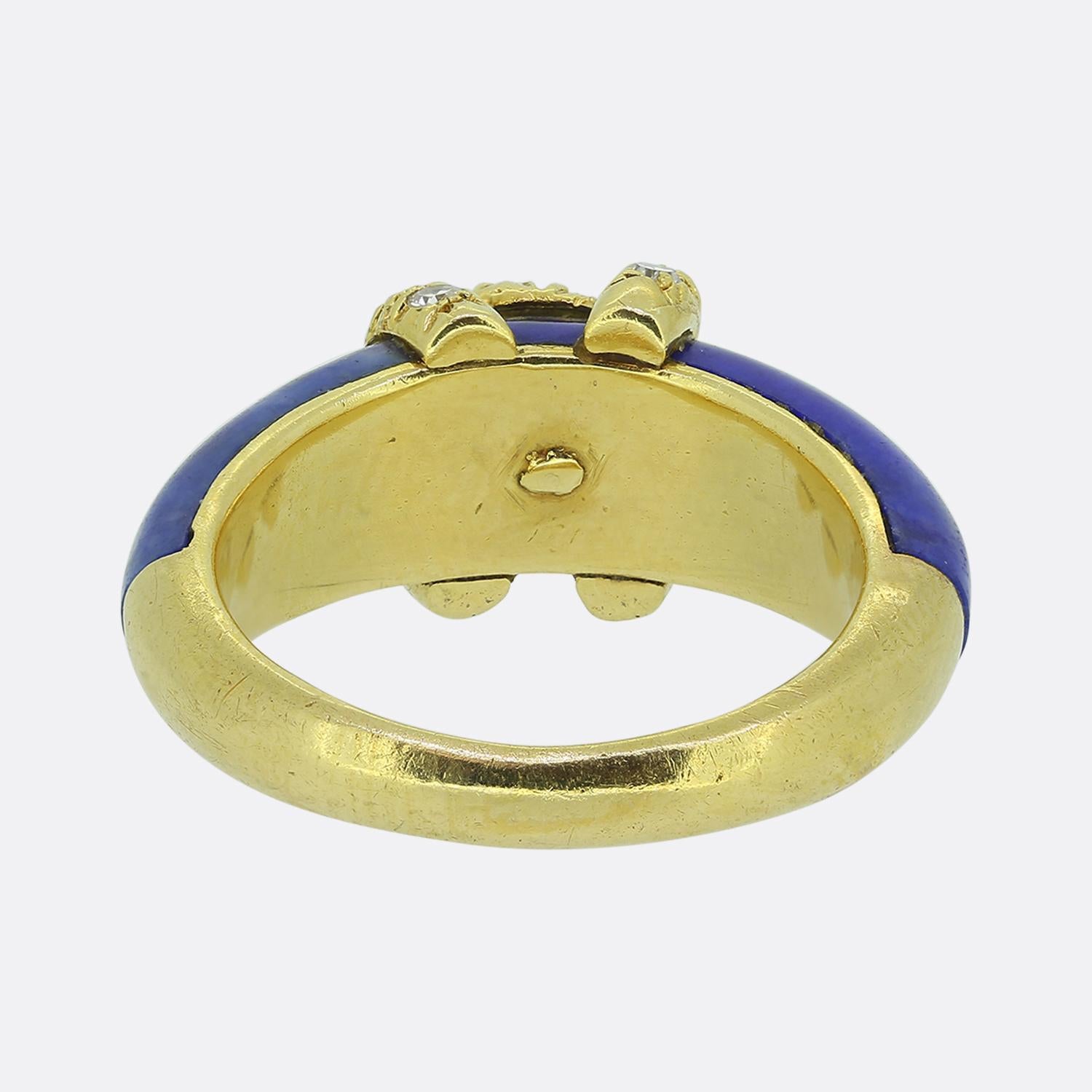 Cartier Double C Diamond and Lapis Lazuli Ring In Good Condition For Sale In London, GB