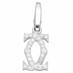 Cartier Double C Diamond Charm Pendant 18K White Gold 750