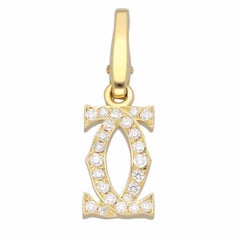 Cartier Double C Diamond Charm Pendant 18K Yellow Gold 750