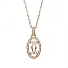 Cartier Double C Diamond Pendant Necklace in 18K Pink Gold