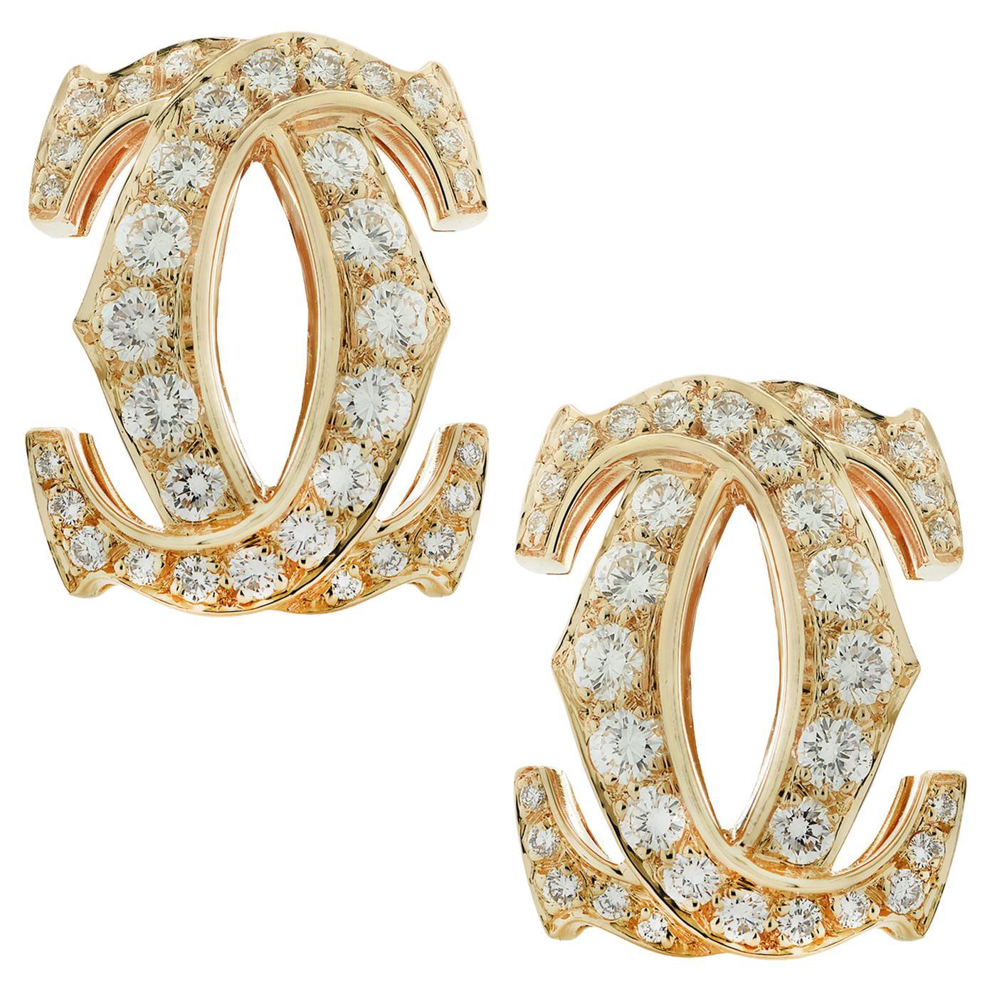 Cartier Double C Diamond Stud Earring Clips
