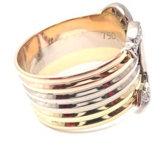 Cartier Double C Diamond Tri-Color Gold Band Ring