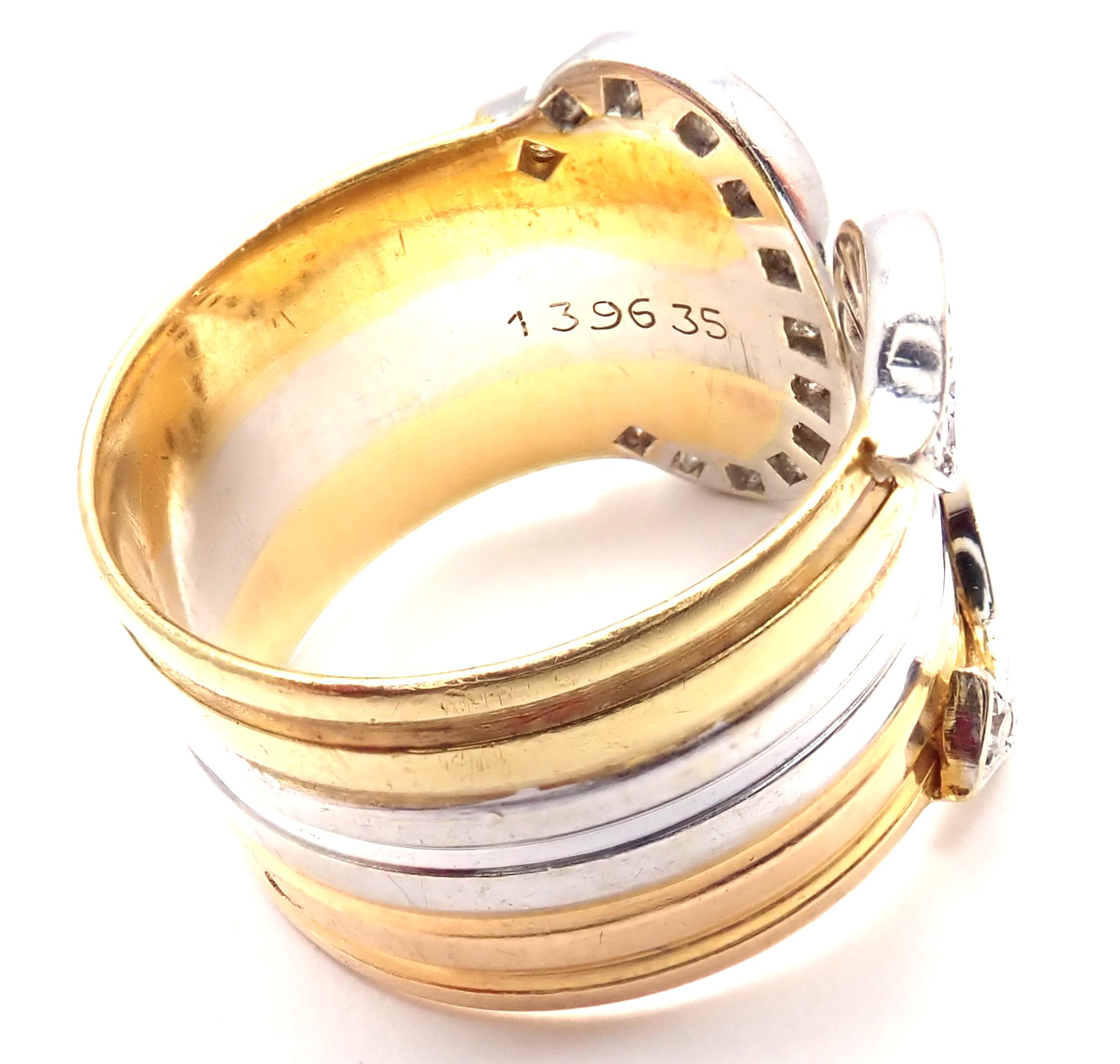 Cartier Dreifarbiger Goldring mit Diamanten im Doppel-C-Schliff für Damen oder Herren
