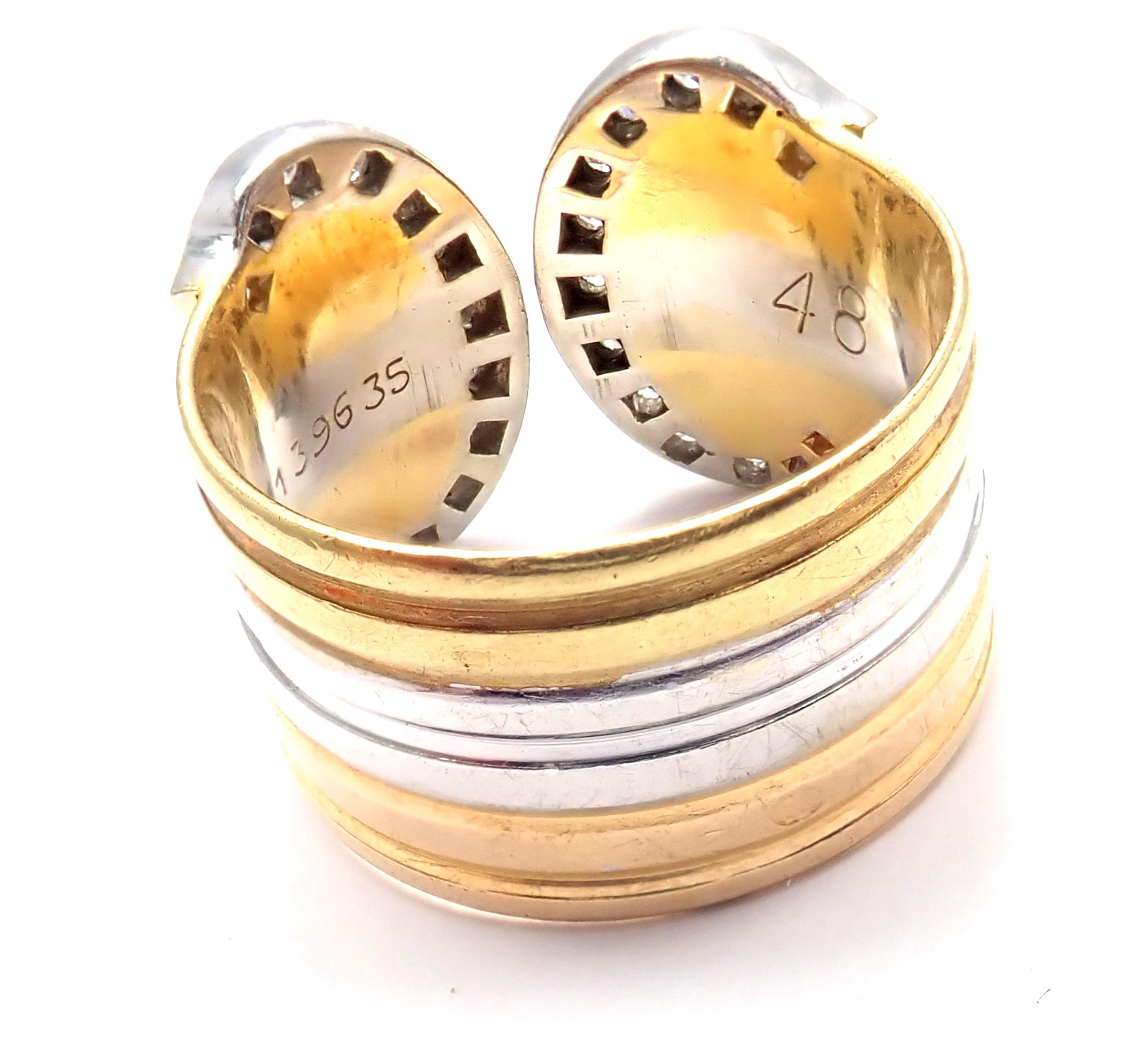 Cartier Dreifarbiger Goldring mit Diamanten im Doppel-C-Schliff 1