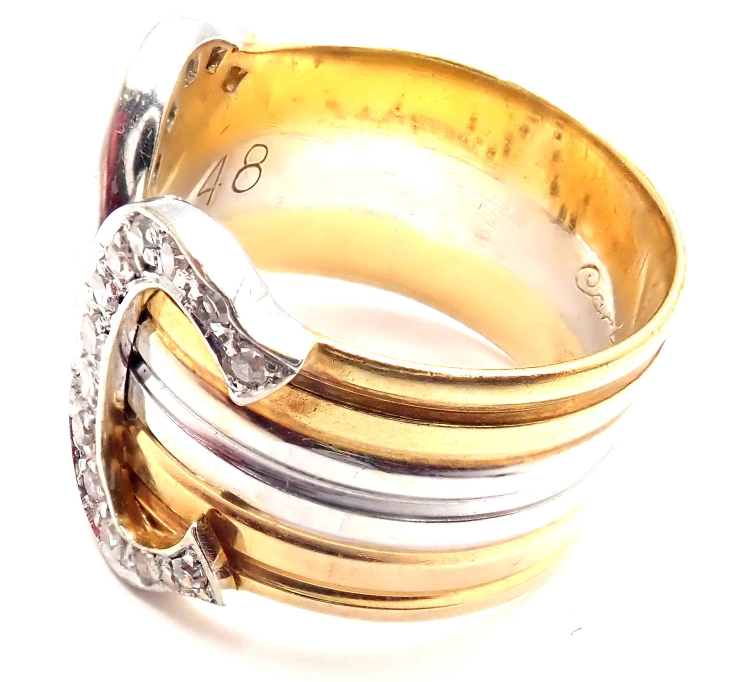 Cartier Dreifarbiger Goldring mit Diamanten im Doppel-C-Schliff 2
