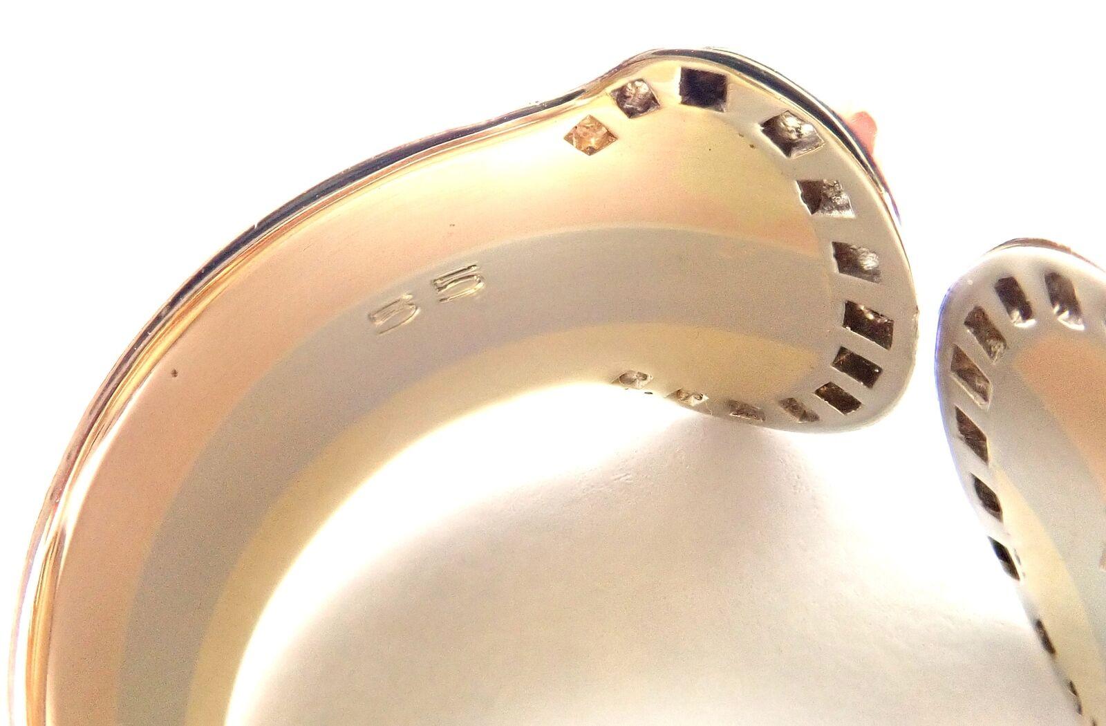 Cartier Double C Diamond Tri-Color Gold Band Ring In Excellent Condition In Holland, PA