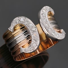 CARTIER Double C Diamond Tri-Color Gold Ring