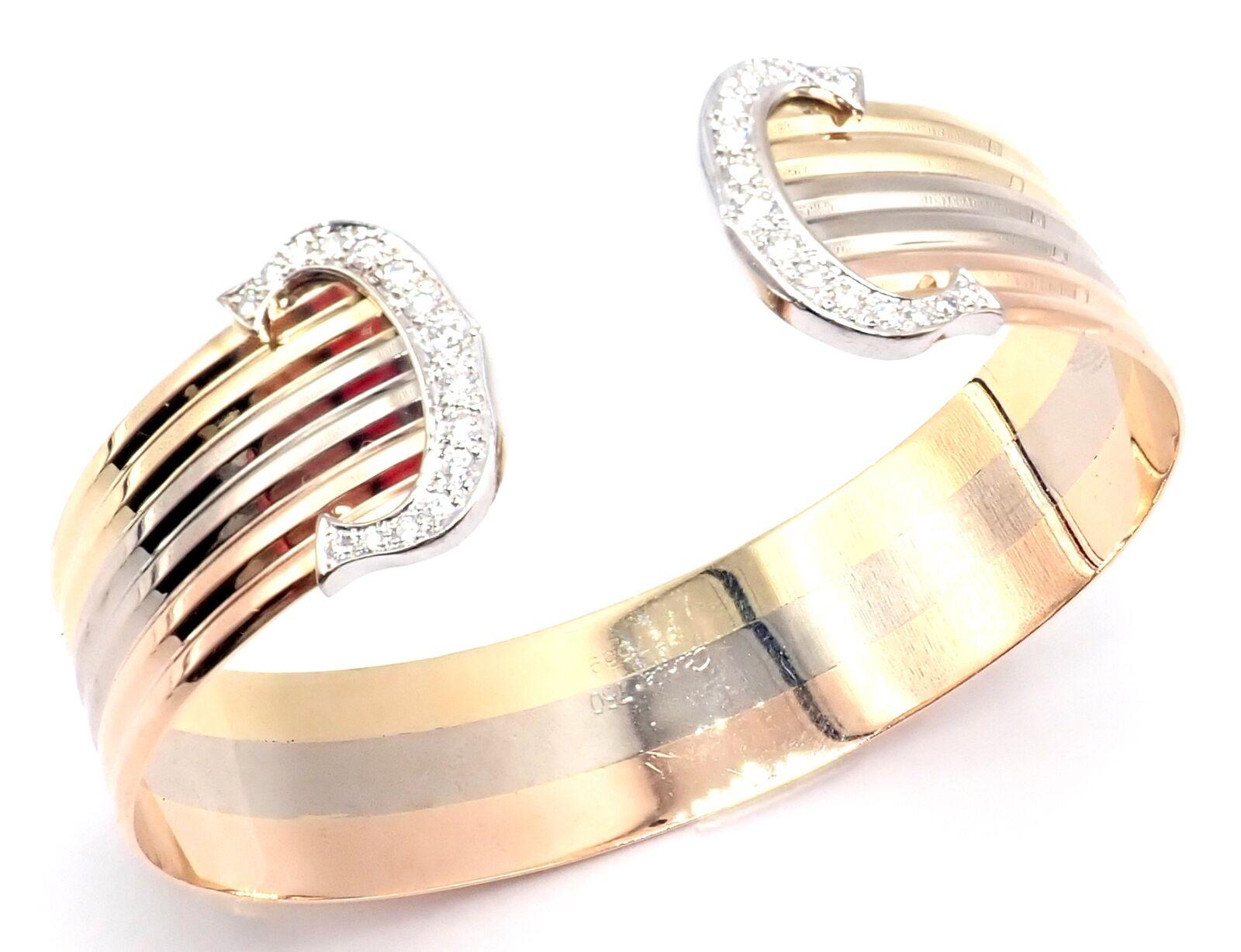 Cartier Bracciale Trinity con doppia C e diamanti in oro tricolore In condizioni ottime in vendita a Holland, PA