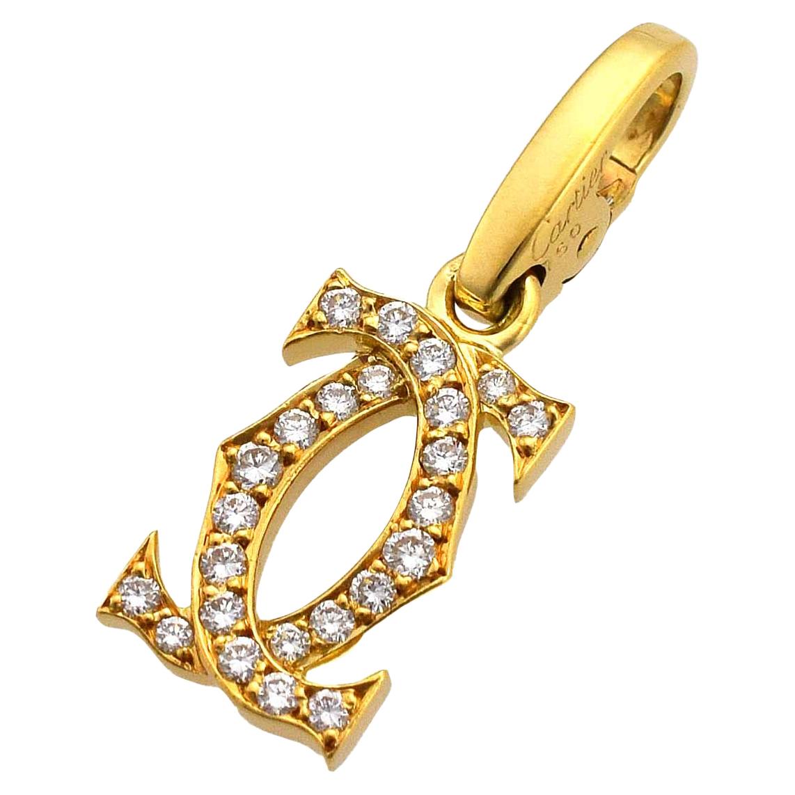 Cartier Double C Diamonds 18 Karat Yellow Gold 2C Charm