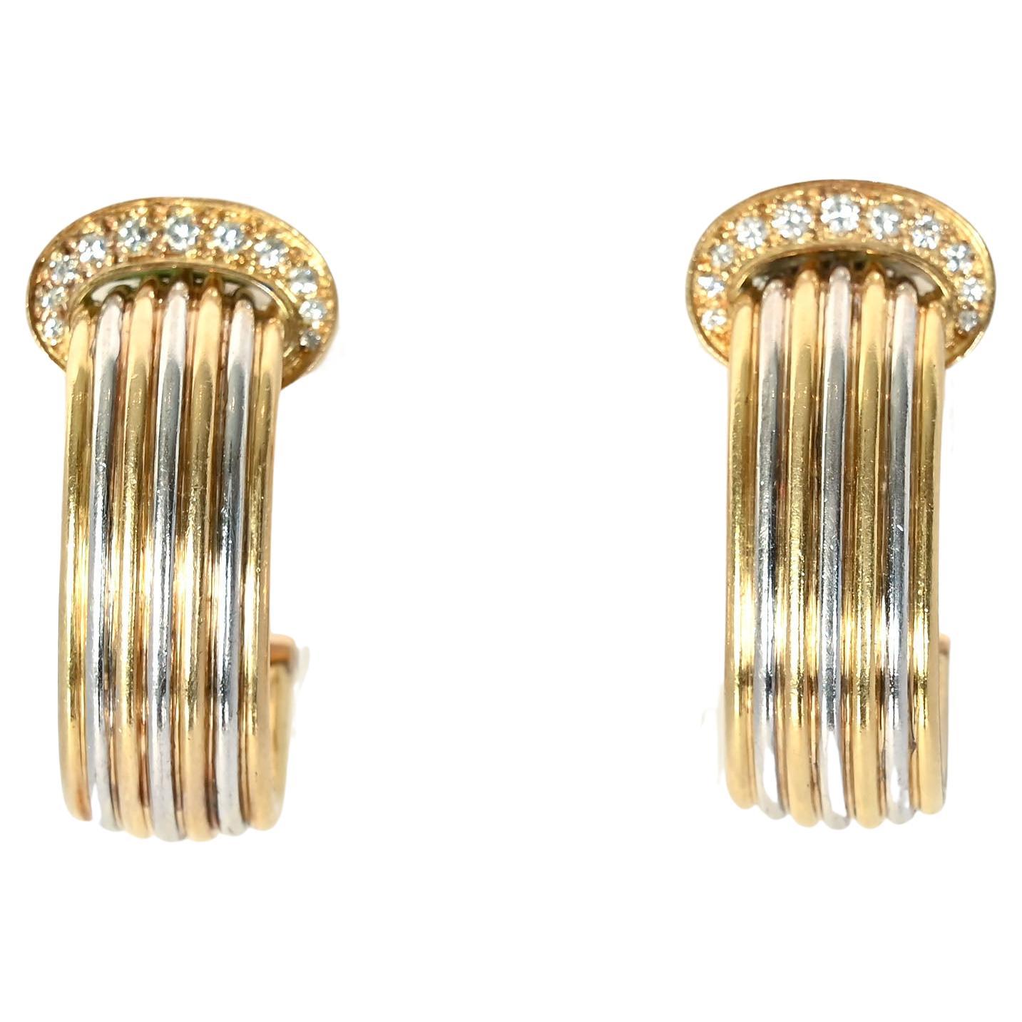 Cartier Double C Earrings with Diamonds For Sale