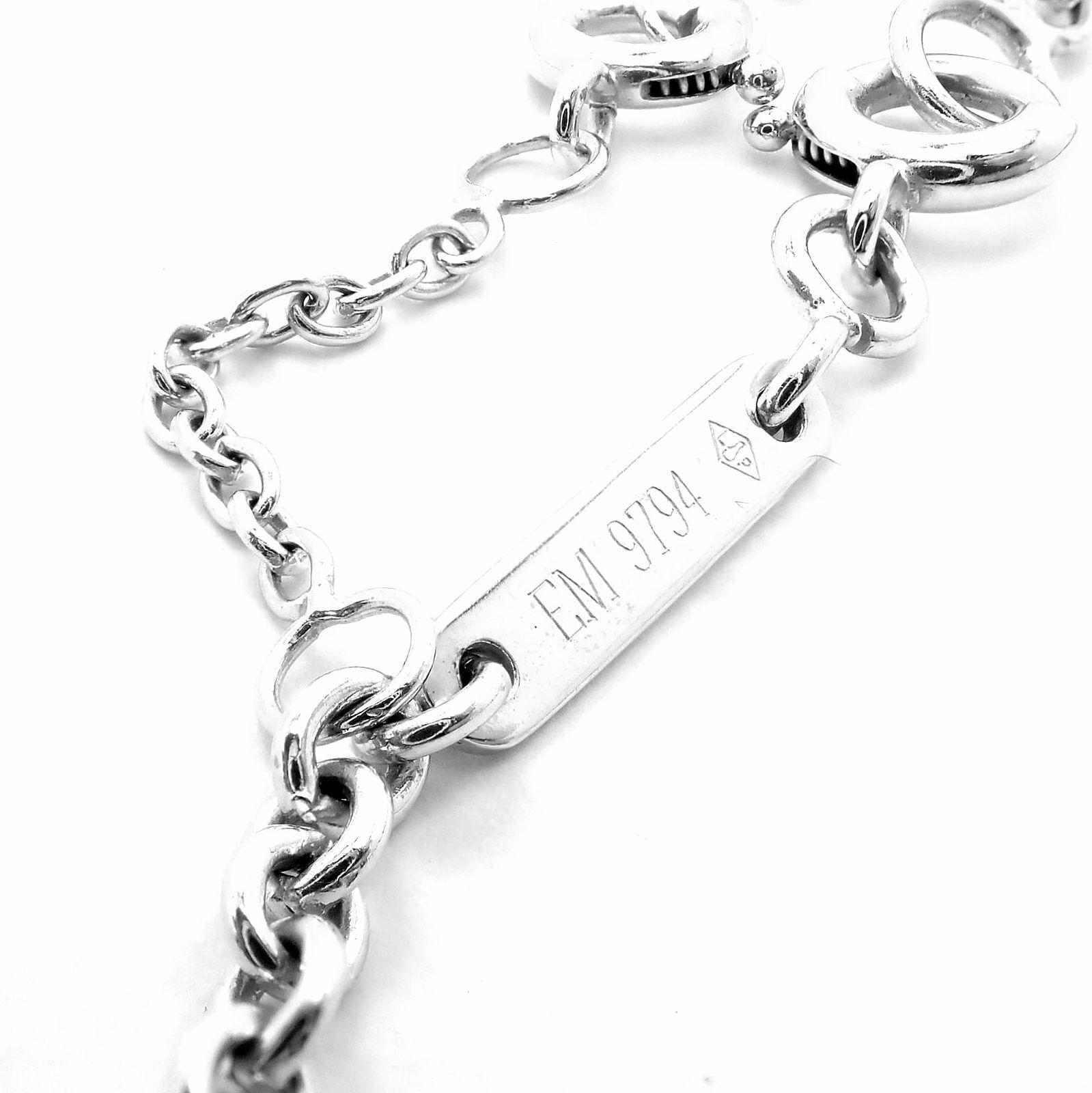 Cartier Double C Heart Diamond White Gold Pendant Long Link Chain Necklace In Excellent Condition In Southampton, PA