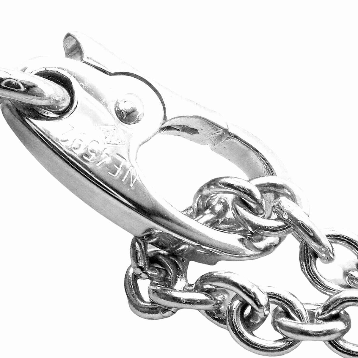 Women's or Men's Cartier Double C Heart Diamond White Gold Pendant Long Link Chain Necklace