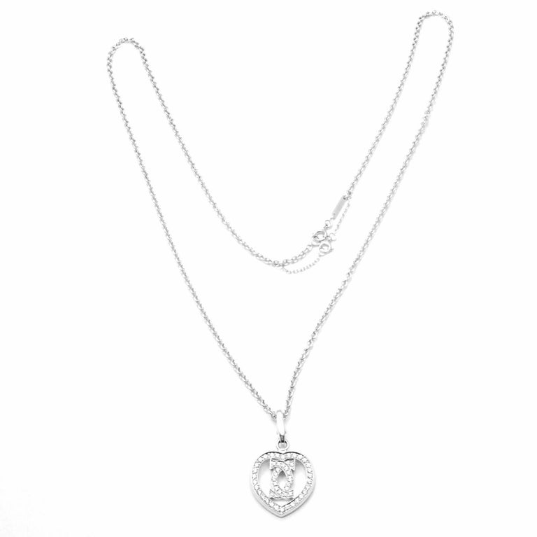 Cartier Double C Heart Diamond White Gold Pendant Necklace at 1stDibs ...