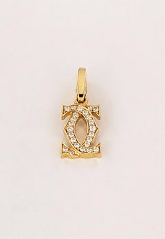 Cartier Double C-Logo 18k Yellow Gold Diamond Charm Pendant