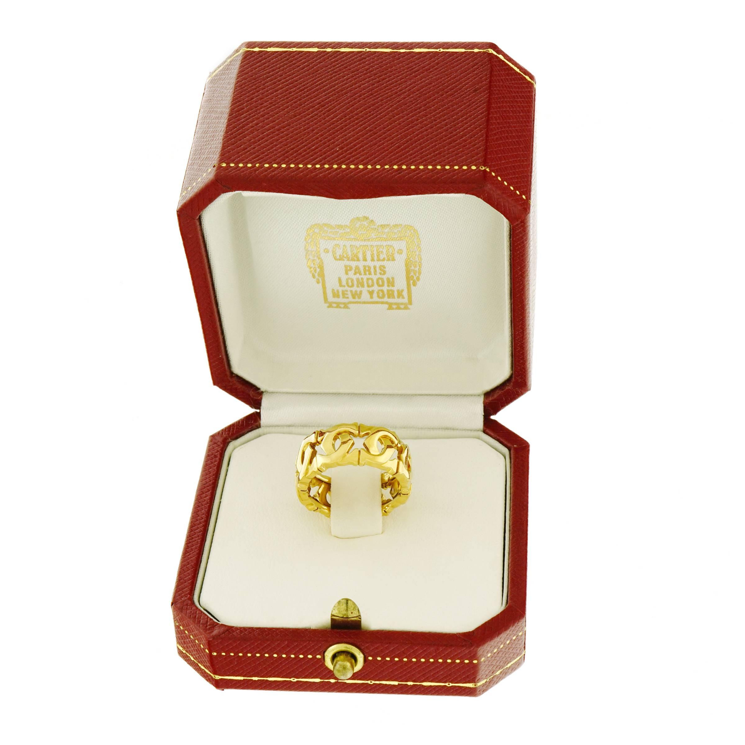 Cartier Double C Logo Motif Gold Ring 3