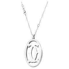 Cartier Doppel-C-Logo-Anhänger-Halskette mit Silberkette 24"