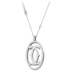 Cartier Doppel-C-Logo-Anhänger-Halskette mit Silberkette 24"