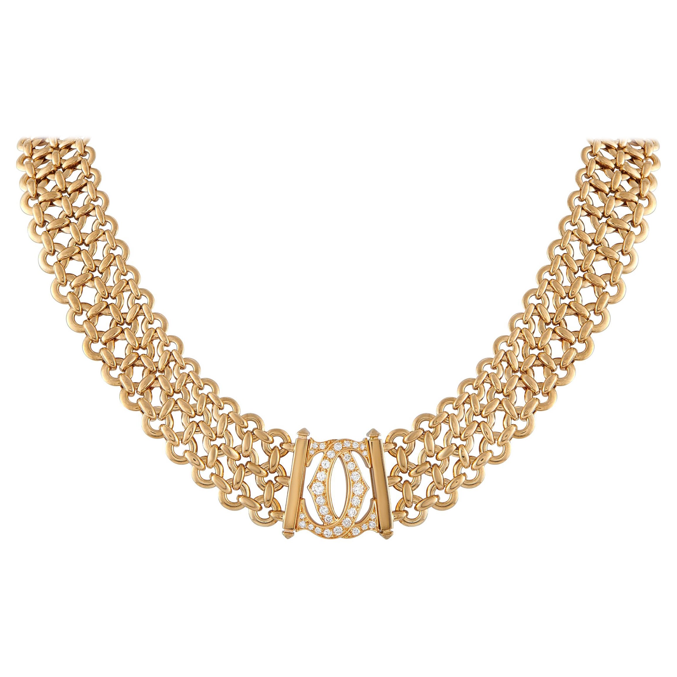 Cartier Double C Penelope 18K Yellow Gold Diamond Necklace CA31-122325