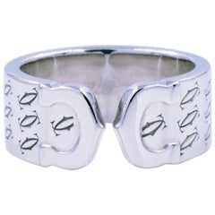 Cartier Double C Ring 18 Karat White Gold Unisex Ring