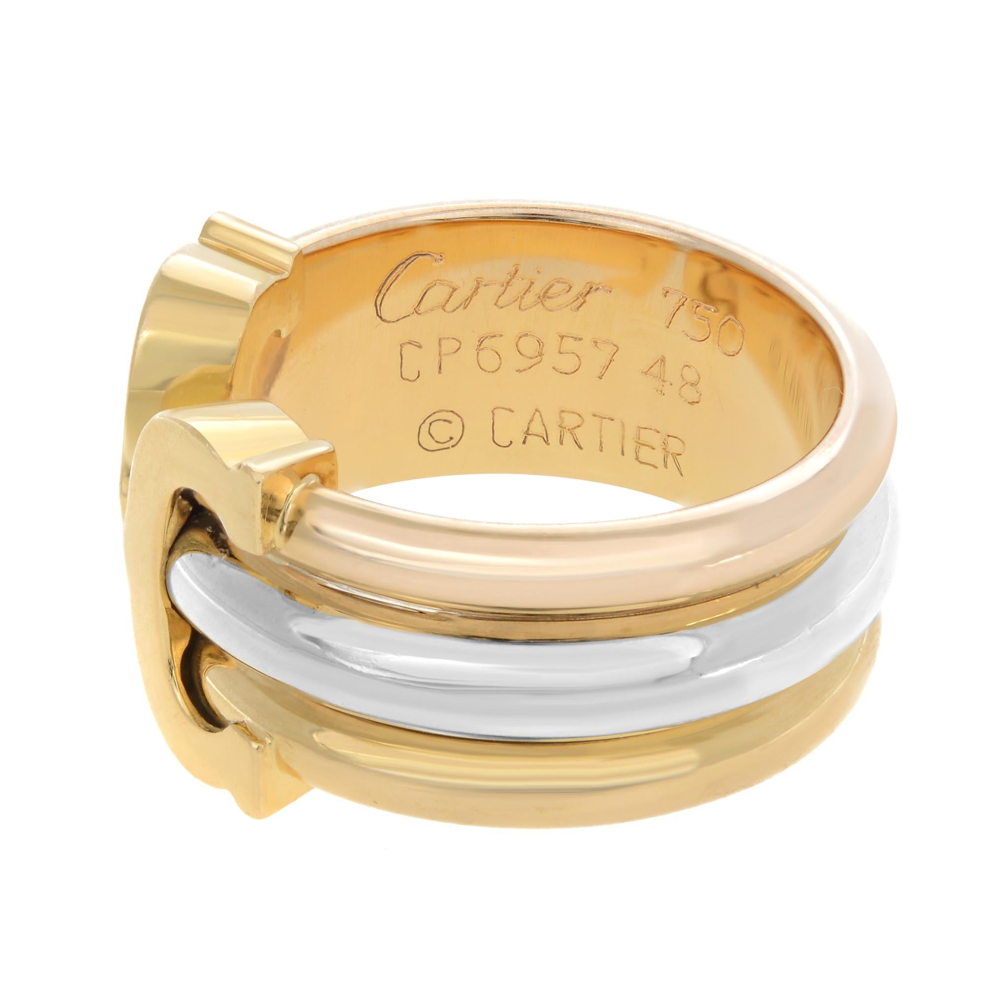 Cartier: 18 Karat dreifarbiger Doppel-C-Ring aus Gold (Moderne) im Angebot