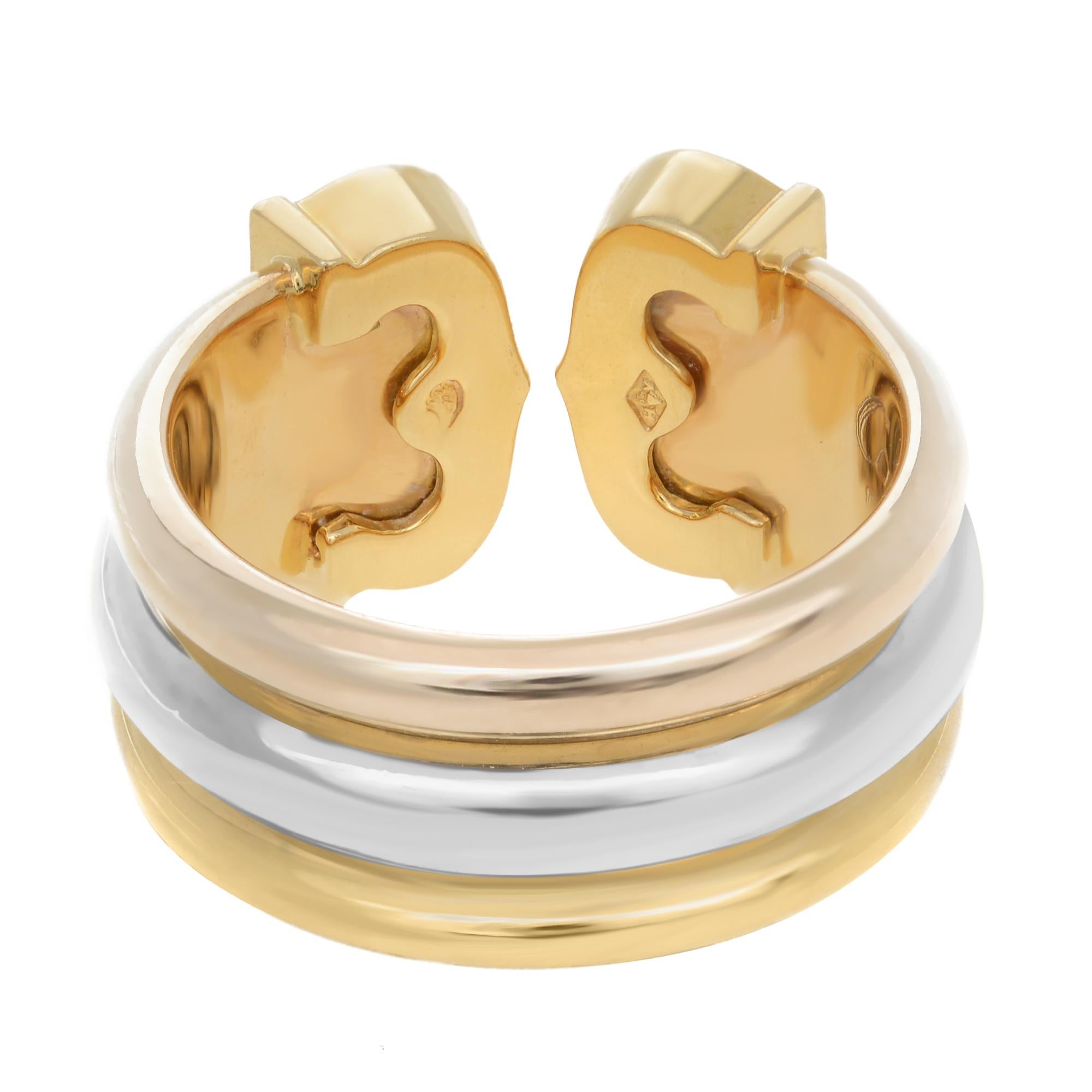 Cartier: 18 Karat dreifarbiger Doppel-C-Ring aus Gold Damen im Angebot