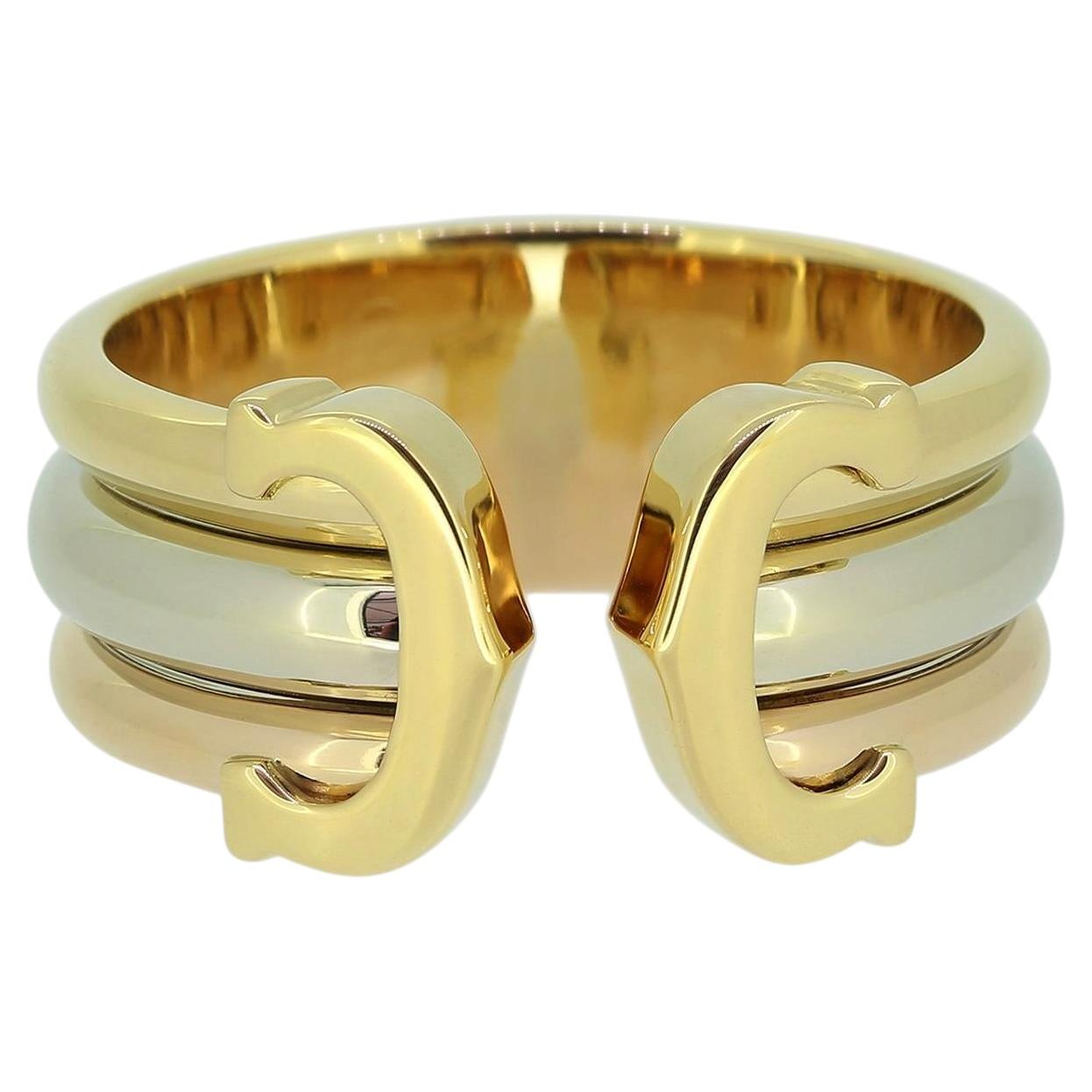 Cartier Double C Tri-Colour Ring Size N (54)