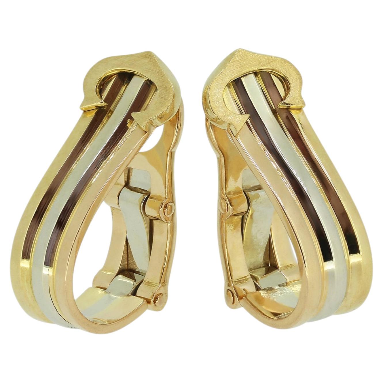 Cartier Double C Vintage Clip On Ohrringe im Angebot